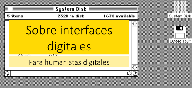 Imagen ilustrativa que muestra la interfaz de escritorio de un imac de los años 80